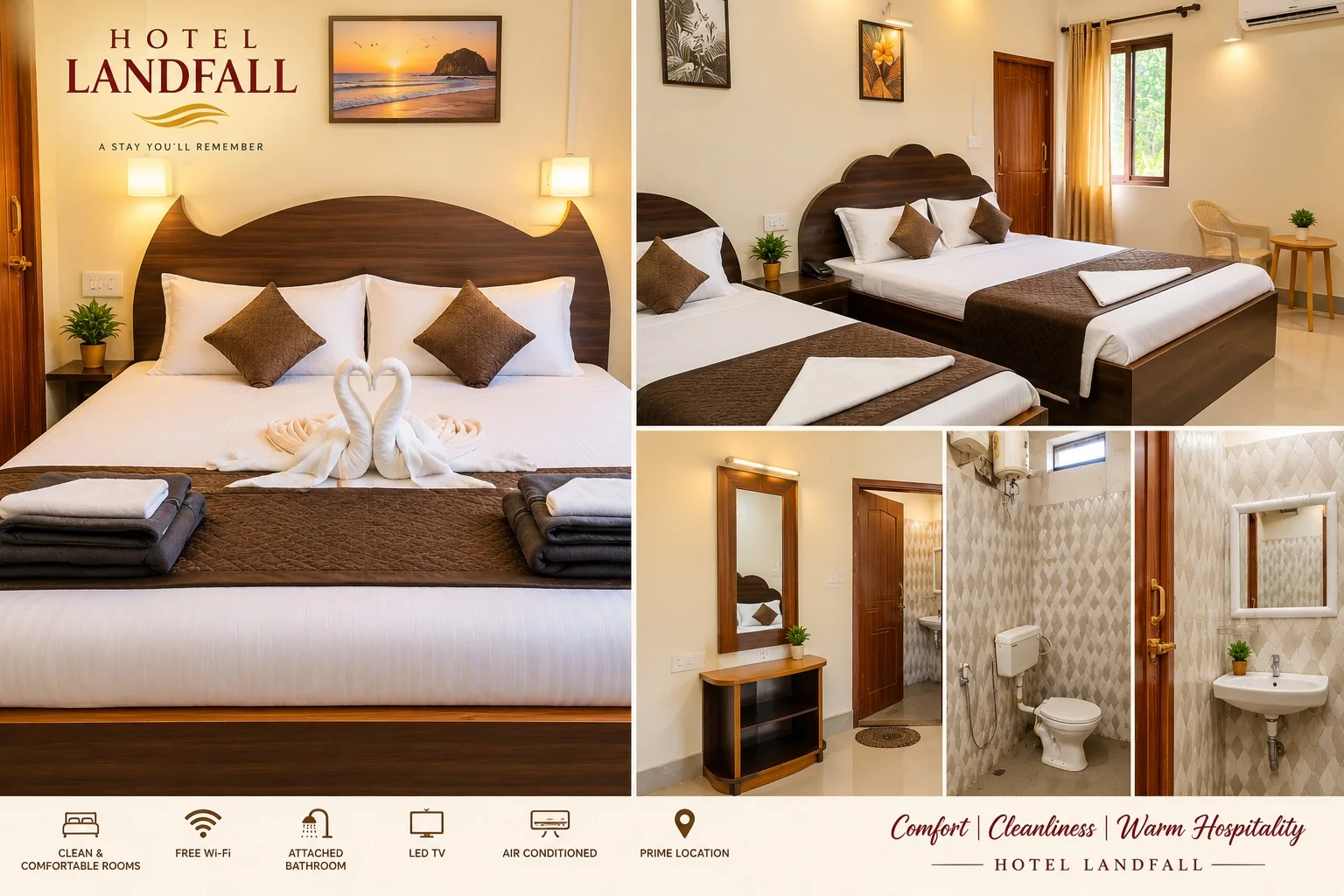 Hotel Landfall room and facilities showcase