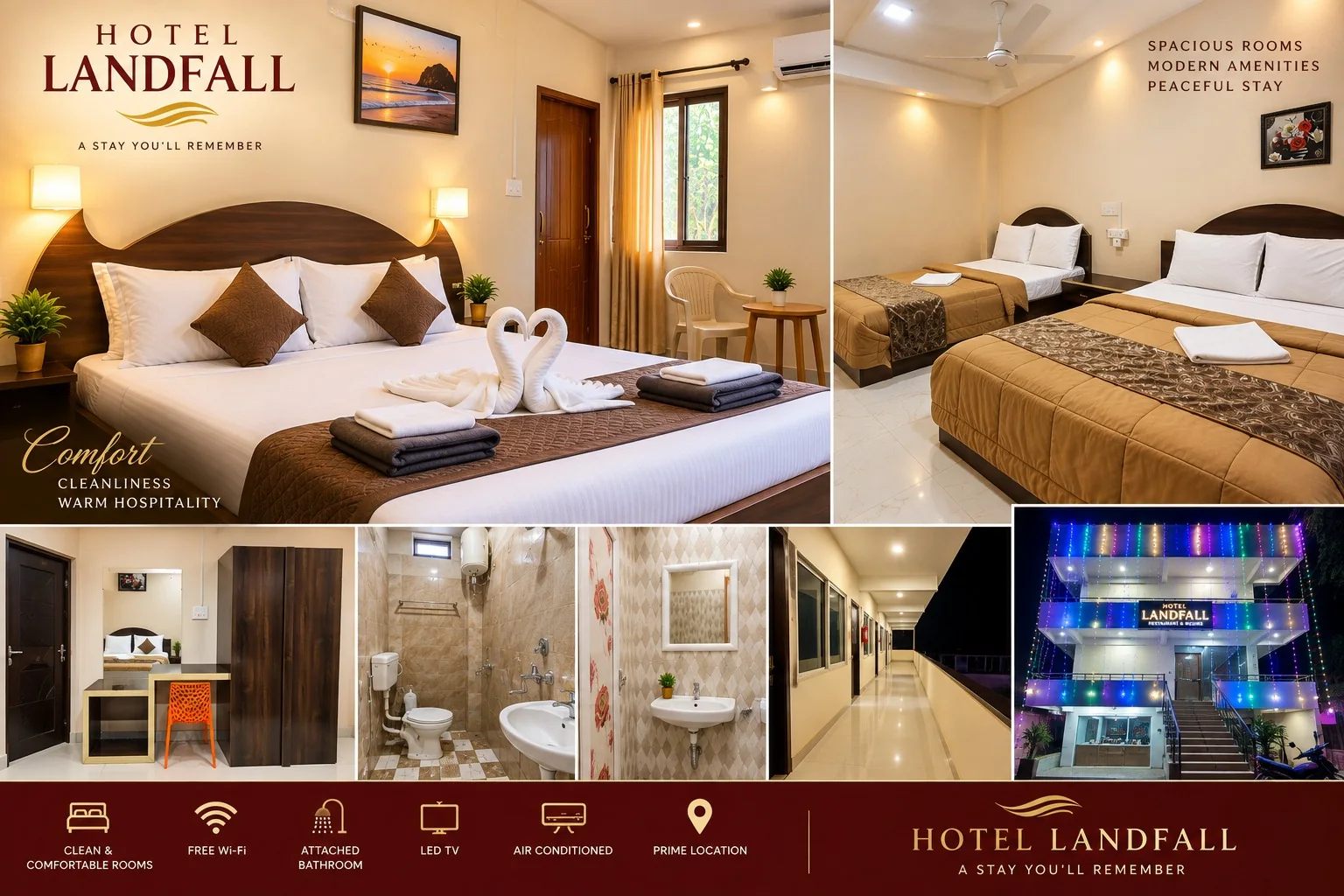 Deluxe family room and hotel facilities collage